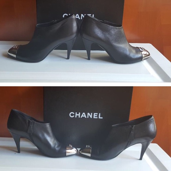 HOST PICK !!!!!Chanel CC silver cap toe booties - Picture 5 of 8